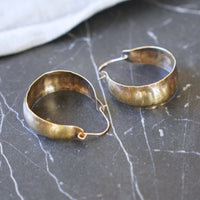 Artful Textured Darkened Brass Patina Hoop Earrings JAX Atelier Made in San Diego