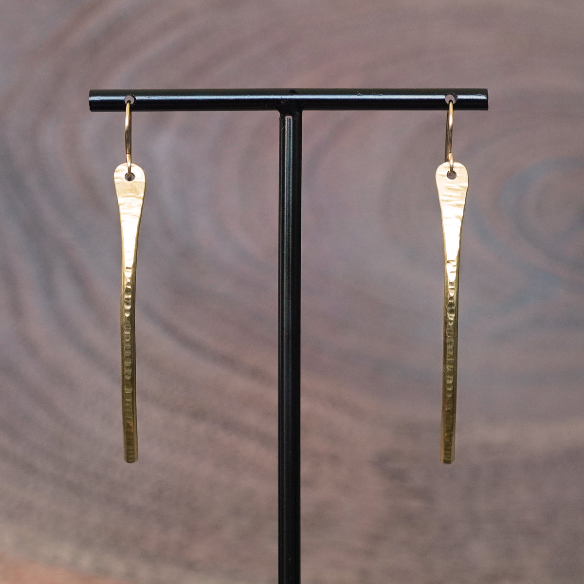 Artful Textured Curved Brass Bar Statement Earrings by Jax Atelier Handcrafted in San Diego