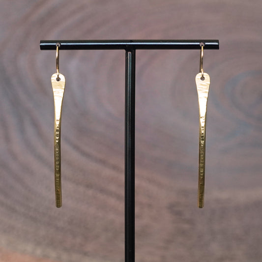 Artful Textured Curved Brass Bar Statement Earrings by Jax Atelier Handcrafted in San Diego