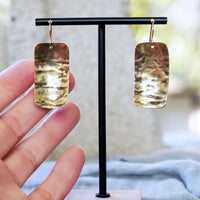 Artful Textured Domed Brass Patina Statement Earrings JAX Atelier San Diego Made