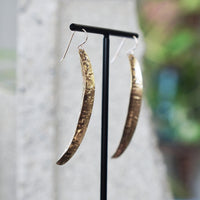 Unique Textured Folded Brass Patina Statement Earrings JAX Atelier Made in San Diego