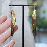 Artful Textured Folded Brass Patina Statement Earrings JAX Atelier San Diego Made