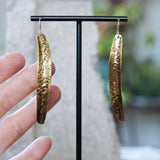Artful Textured Folded Brass Patina Statement Earrings JAX Atelier San Diego Made