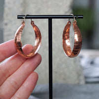 One of a kind Textured Shiny Copper Hoop Earrings Jax Atelier Made in San Diego