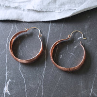 OOAK Textured Shiny Copper Hoop Earrings Jax Atelier Made in San Diego