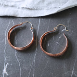OOAK Textured Shiny Copper Hoop Earrings Jax Atelier Made in San Diego