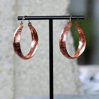 Unique Textured Shiny Copper Hoop Earrings JAX Atelier San Diego Made