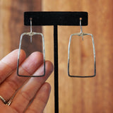Artful Hammered Sterling Silver Geometric Ombre Patina Statement Earrings JAX Atelier Made in San Diego