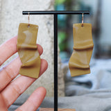 Artful Yellow Ochre Crinkled Abstract Polymer Clay Earrings by JAX Atelier Made in San Diego