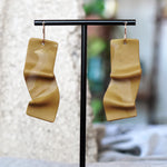 Unique Yellow Ochre Crinkled Abstract Polymer Clay Earrings by JAX Atelier Made in San Diego