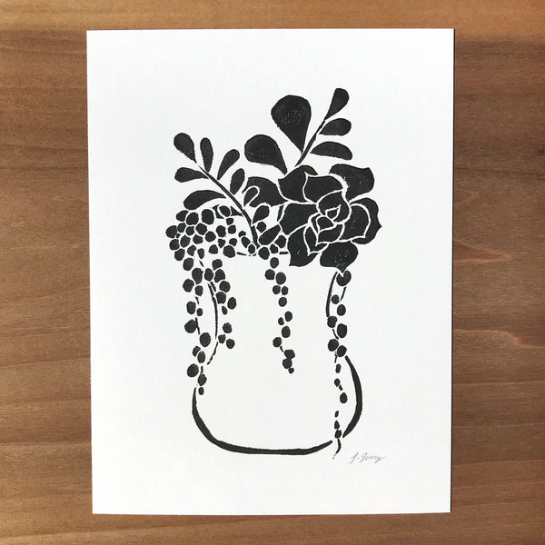 Succulent Arrangement Block Print JAX Atelier