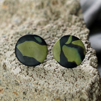 Yellow Green Black Marbled Polymer Clay Stud Earrings Jax Atelier