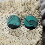 Teal Black Marbled Polymer Clay Stud Earrings Jax Atelier