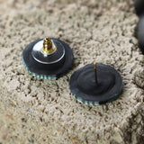 Teal White Black Spiral Polymer Clay Stud Earrings Jax Atelier