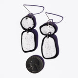 Black White Speckled Polymer Clay Organic Earrings by JAX Atelier