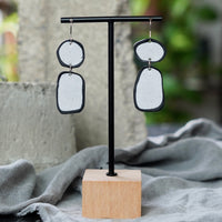 Black White Speckled Polymer Clay Statement Earrings by JAX Atelier