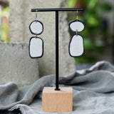 Black White Speckled Polymer Clay Statement Earrings by JAX Atelier