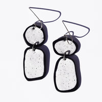Black White Speckled Polymer Clay Statement Earrings by JAX Atelier