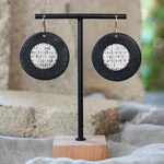 Textured Hand Painted Black White 3D Circle Statement Earrings Jax Atelier San Diego