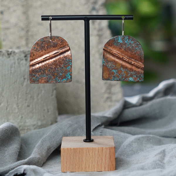 Arch Textured Copper Patina Earrings Jax Atelier