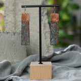 Top Textured Long Copper Patina Earrings Jax Atelier