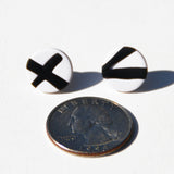 White With Black Polymer Clay Stud Earrings by JAX Atelier