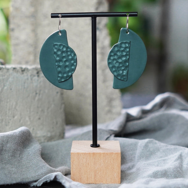 Dark Seafoam Textured Polymer Clay Earrings JAX Atelier