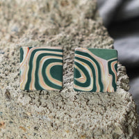 Green Swirl Polymer Clay Stud Earrings JAX Atelier