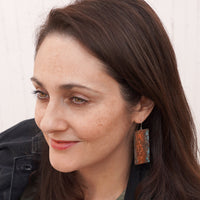 Textured Copper Rectangle Patina Earrings Jax Atelier