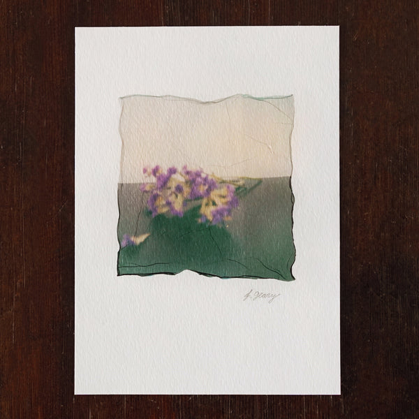 Purple Flowers Polaroid Emulsion Lift Watercolor Paper Jax Atelier San Diego