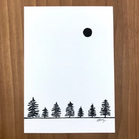 Pine Trees Moon Block Print JAX Atelier