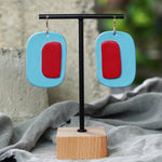 Sky Blue Red 3D Polymer Clay Statement Earrings JAX Atelier