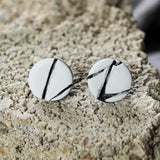 White Black Texture Polymer Clay Stud Earrings Jax Atelier