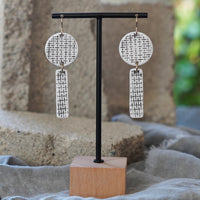 Textured Hand Painted Black White Geometric Statement Earrings JAX Atelier San Diego