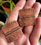 Textured Square Copper Patina Statement Earrings Jax Atelier